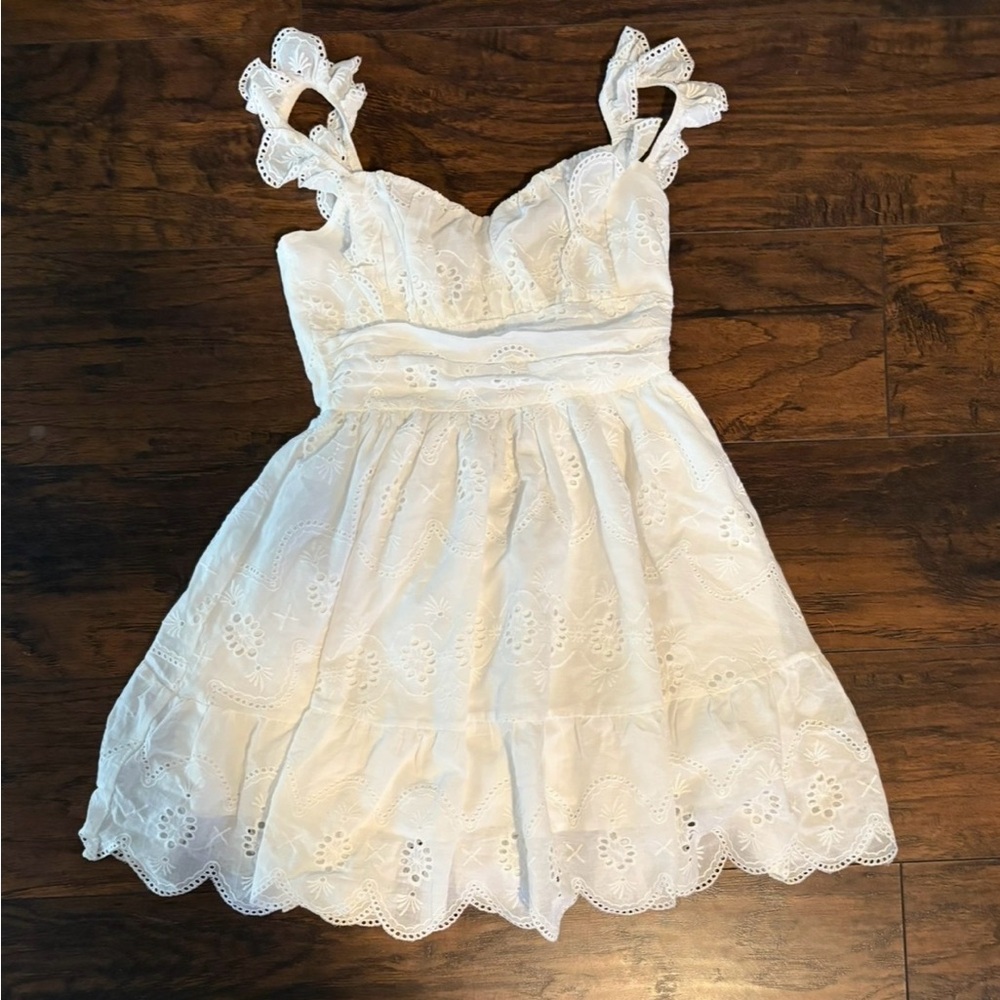 White Eyelet Ruffle Dress